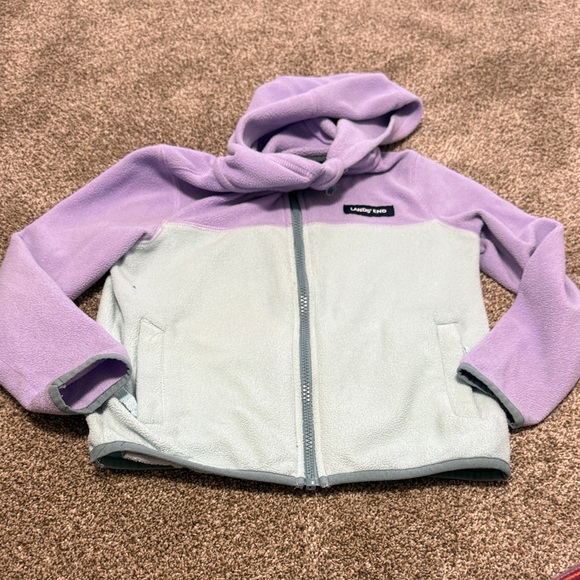 Lands' End Kids Fleece Hoodie in Lavender and Mint - Picture 5 of 8